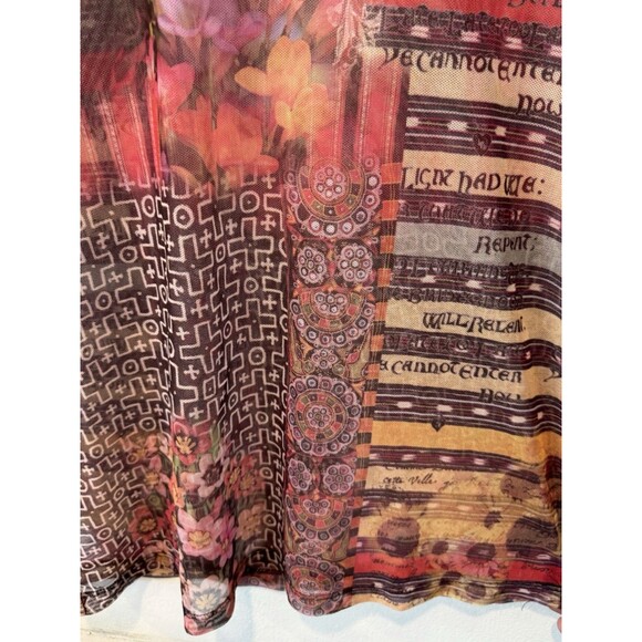 Db Sport Y2k 90s Sheer Mesh long sleeve Floral Graphic Print Shirt Size M - Picture 7 of 10